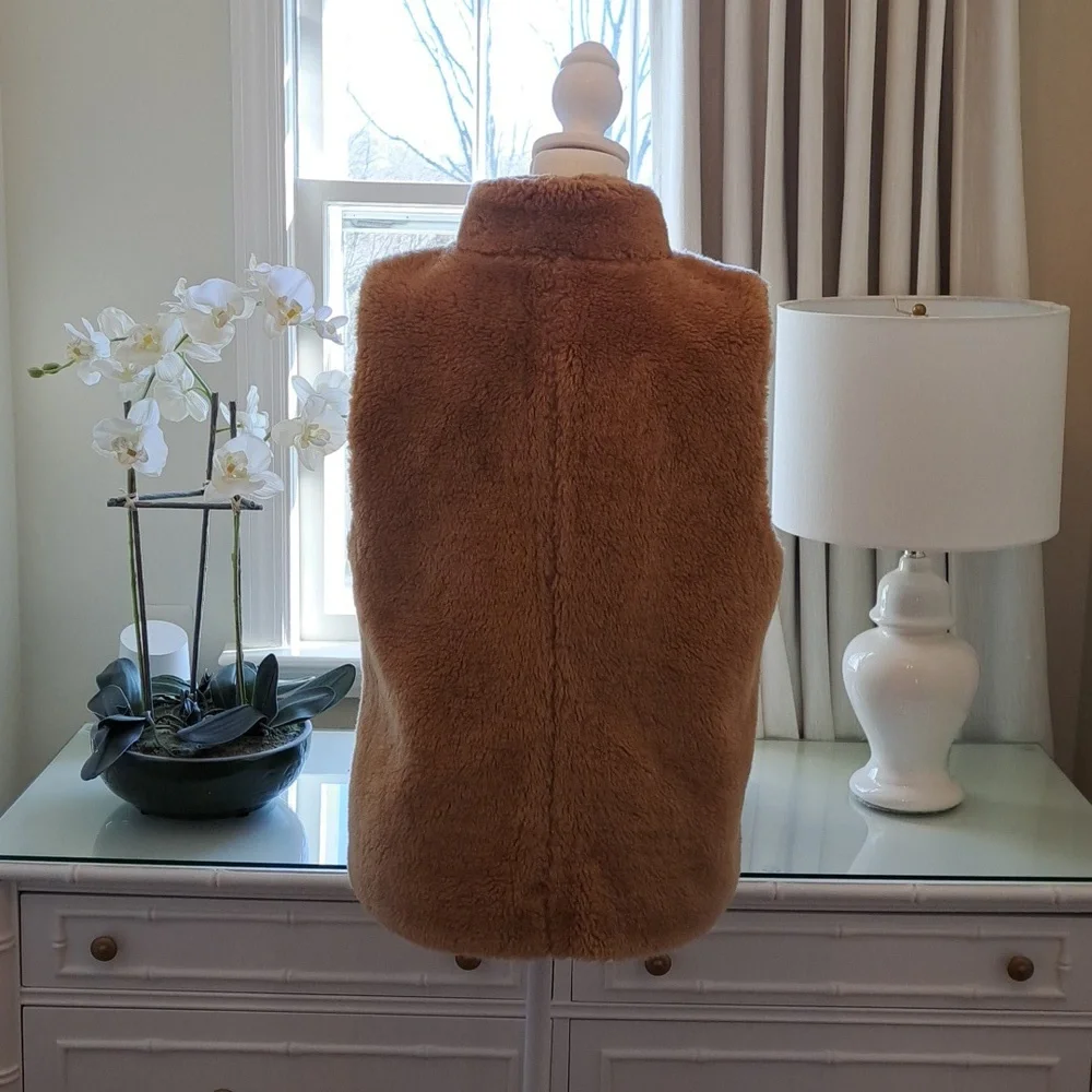 J.Crew Womens Teddy/Sherpa Excursion Zip Up‎ Vest Camel Color Size S